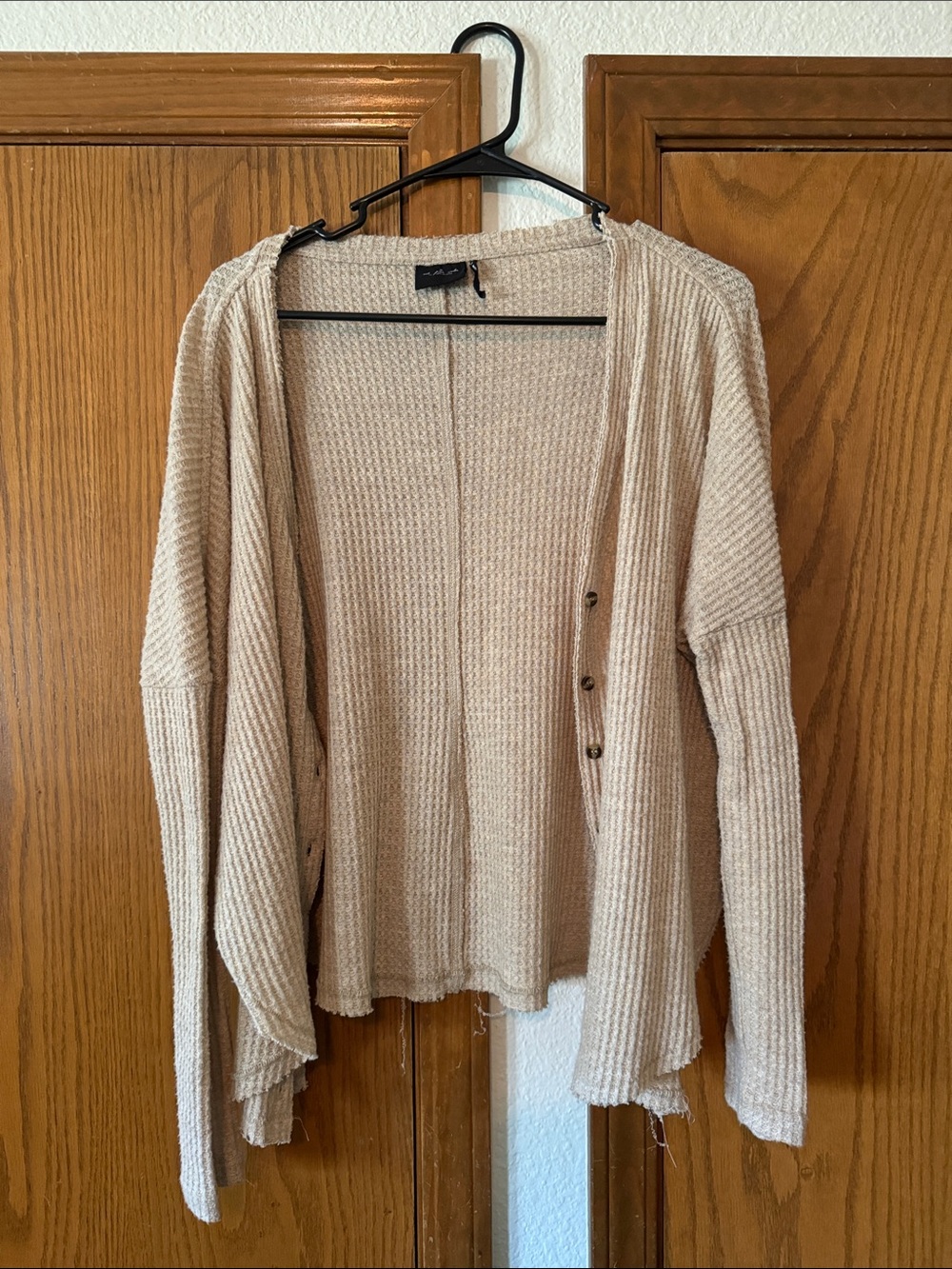 Urban Outfitters Beige Waffle Knit Button-Front Cardigan